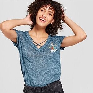 Zoe + Liv NASA 1981 Criss-Cross V-Neck Tee